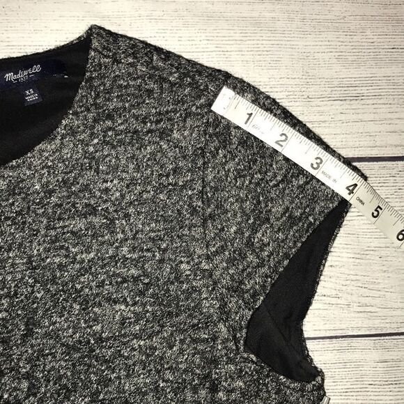 Madewell Mod Sheath Wool Dress Leather Trim - Picture 7 of 9